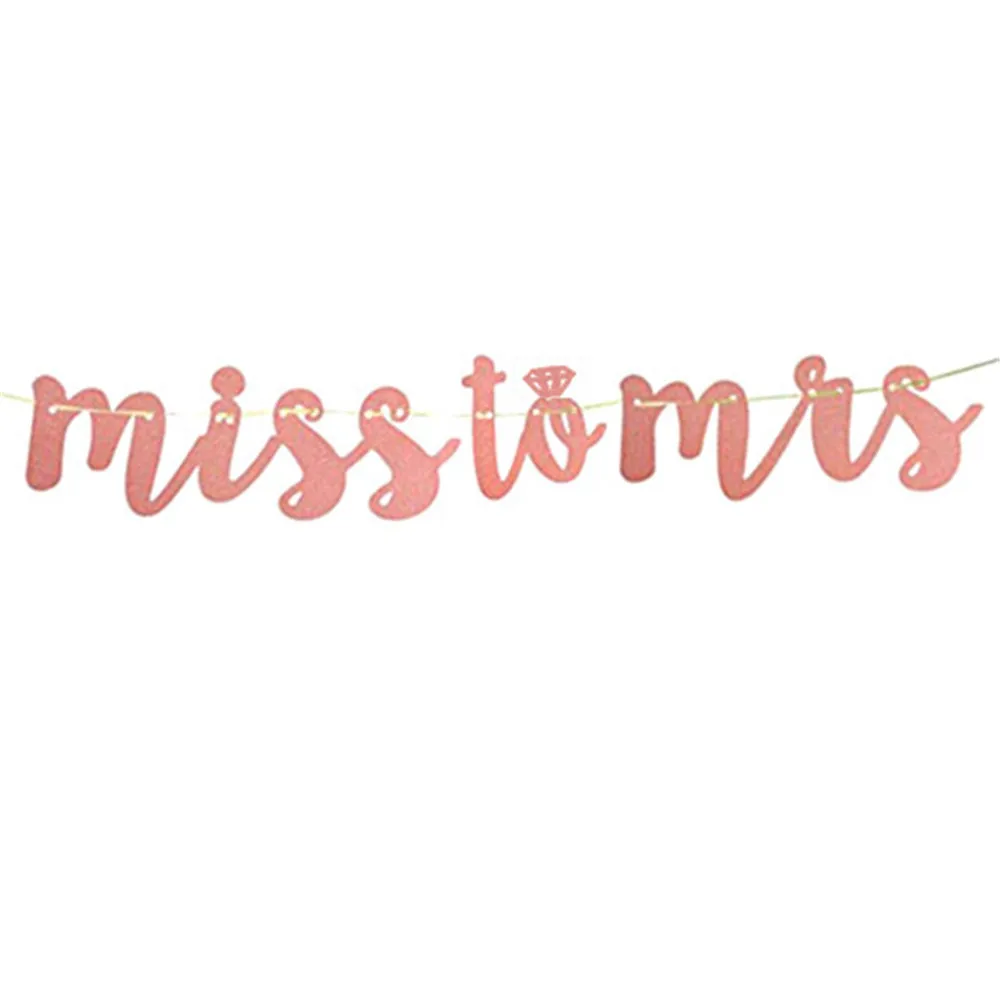 DIY Розовые блестящие бумажные флаги невесты баннер с надписью гирлянда баннеры