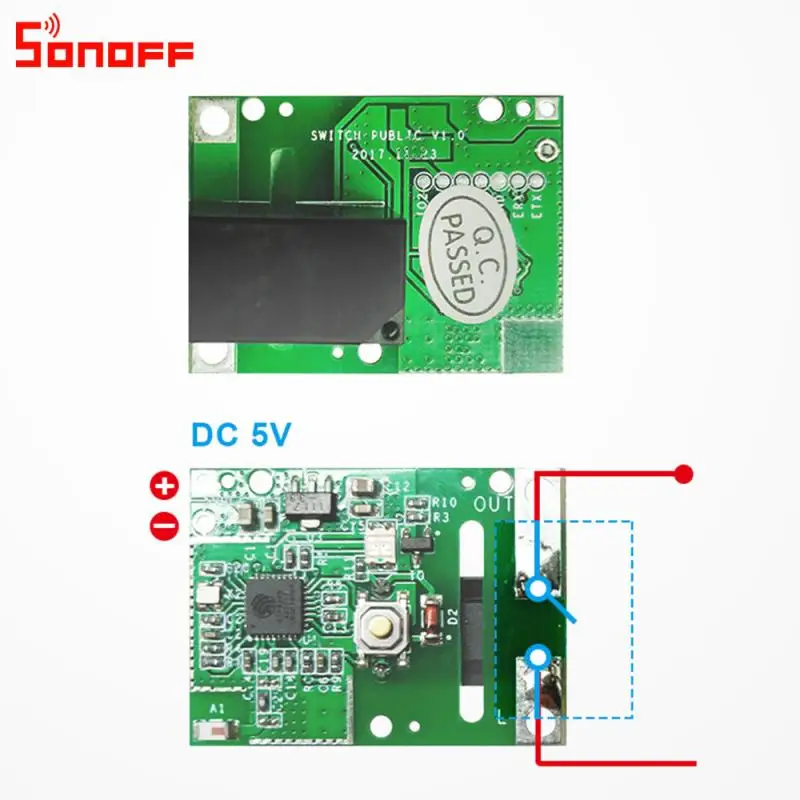 Переключатель Sonoff RE5V1C модуль для сухого контакта работа через приложение eWelink