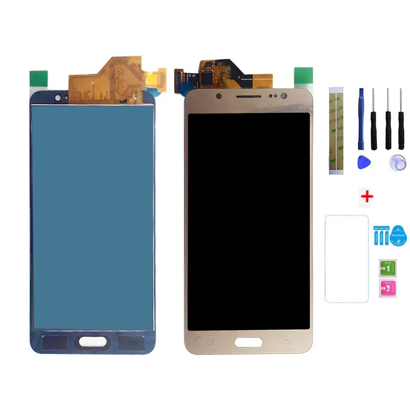 Для Samsung Galaxy J5 J510 ЖК-дисплей сенсорный экран J510FN J510F J510M J510H/DS экран регулировка яркости рамка Корпус - Цвет: Gold no Frame
