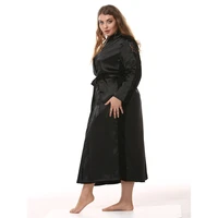factory outlet womens satin silk sleeping robe imitation silk plus size lady lace sexy bathrobes long kimono female 3xl 6227