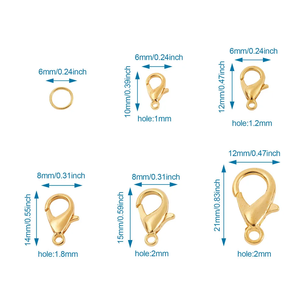 Застежки и соединительные кольца в виде карабина из сплава золотистого