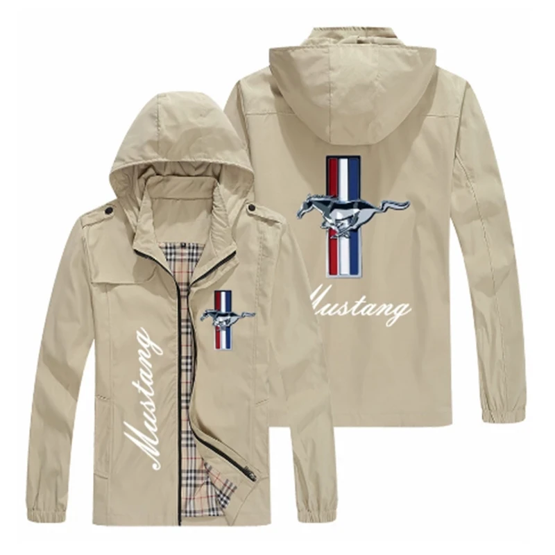 

Новинка весна-осень 2021 Мужская куртка с логотипом машины Mustang модная повседневная куртка с принтом мотоциклетная куртка