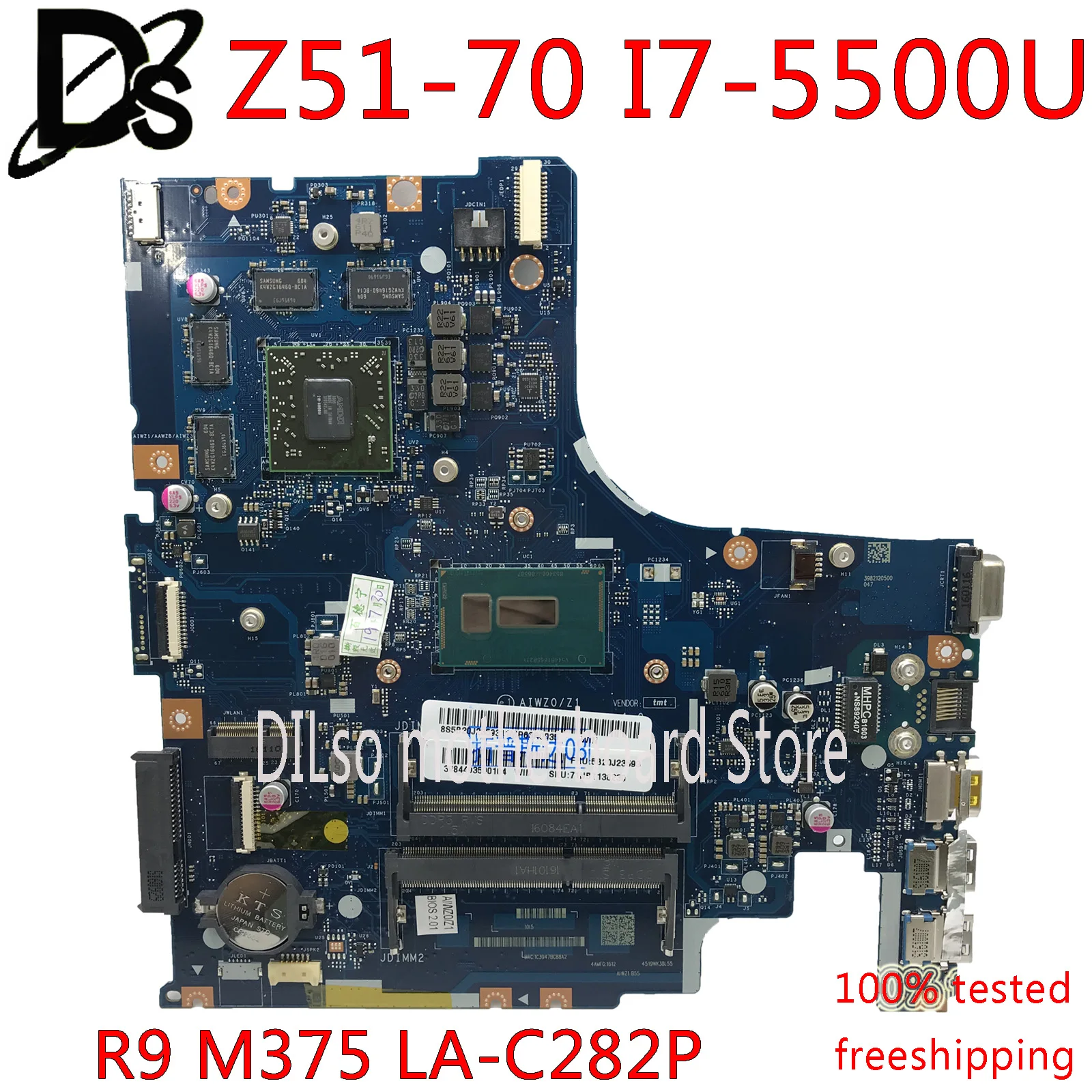 

KEFU AIWZ0/Z1 LA-C282P материнская плата для Lenovo Z51-70 Y50C XIAOXIN V4000 материнская плата для ноутбука CPU i7 5500U R9 M375 100% тестовая работа