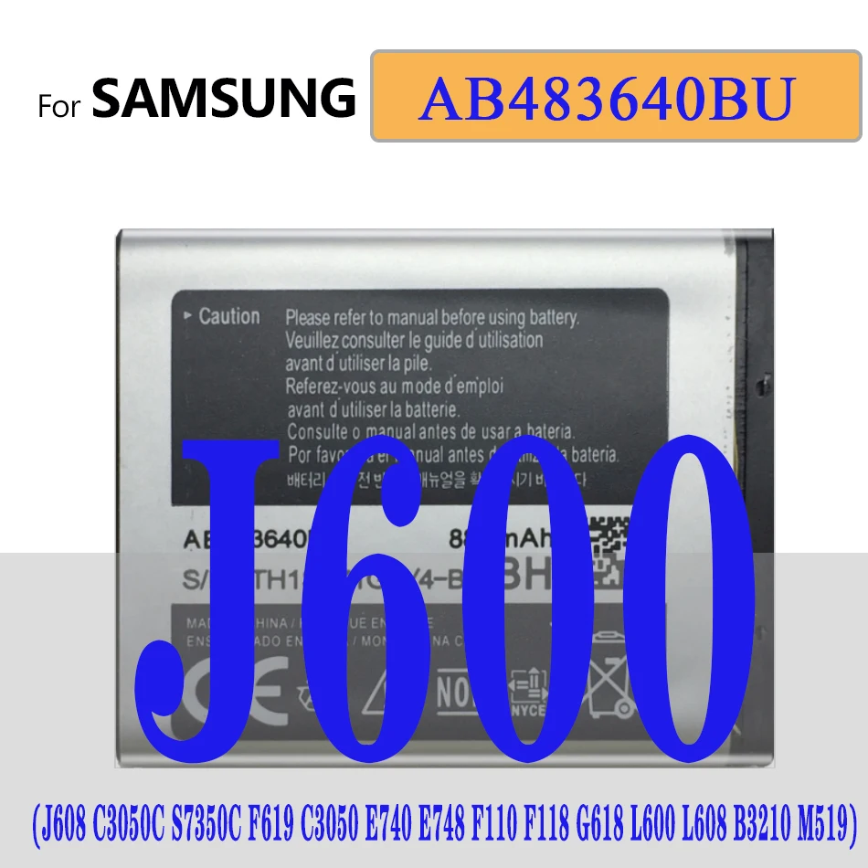 AB483640BU для Samsung батарея J600 J608 B3210 C3050 E740 E748 F110 F118 F619 G618 EB BG530CBE BJ120CBE EB494358VU