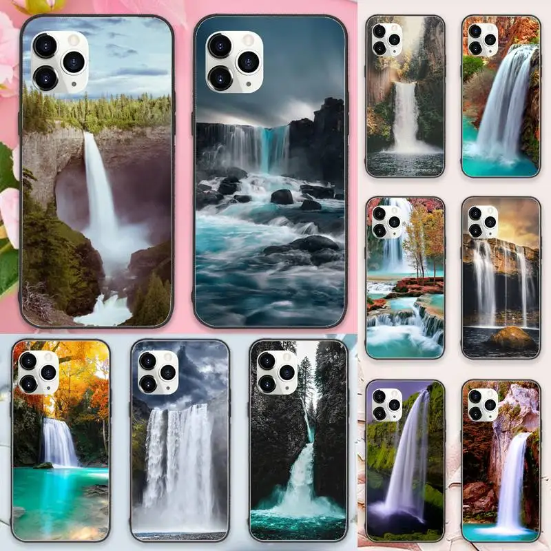 

Landscape Waterfall painting Phone Case For iphone 12 11 13 7 8 6 s plus x xs xr pro max mini