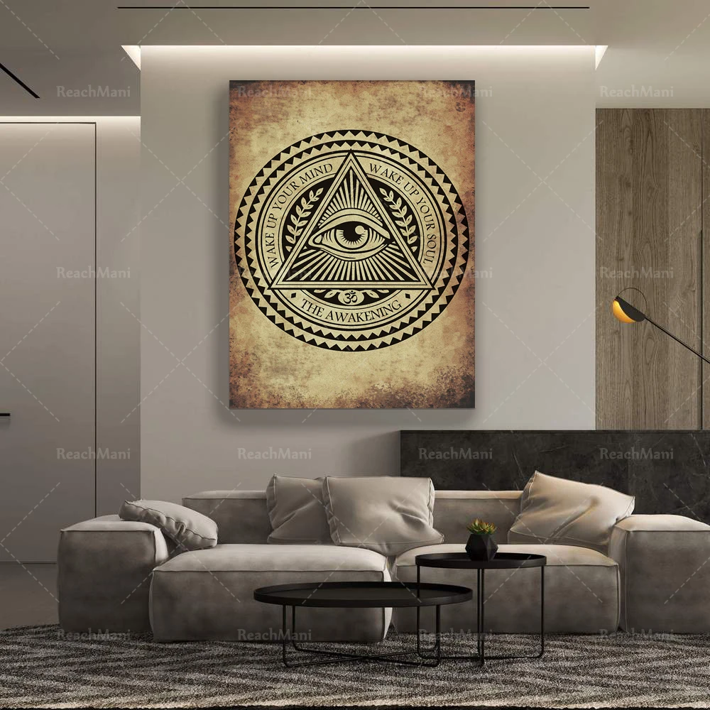 Оккультистический постер с надписью All See Eye подсветкой готическое украшение