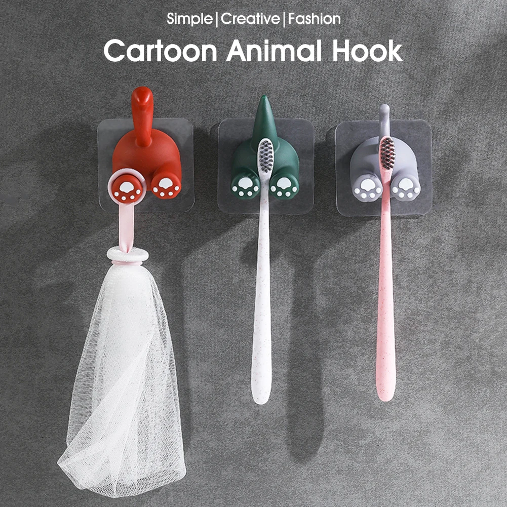 

Creative Cute Wall Hanging Hook Cartoon Animals Storage Hook Home Decor Kitchen Bathroom Strong Vacuum Wall Hook