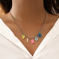 aprilwell cute multicolor letter pendant necklace for women aesthetic silver color link chain 2021 constellation drop jewelry