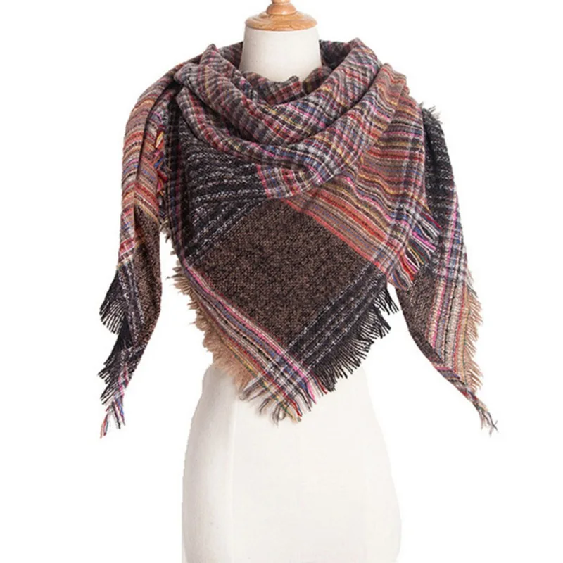 

Женская осенне-зимняя шаль в клетку, хлопковый городской Повседневный изящный треугольный модный шарф в мелкую клетку HJIU1