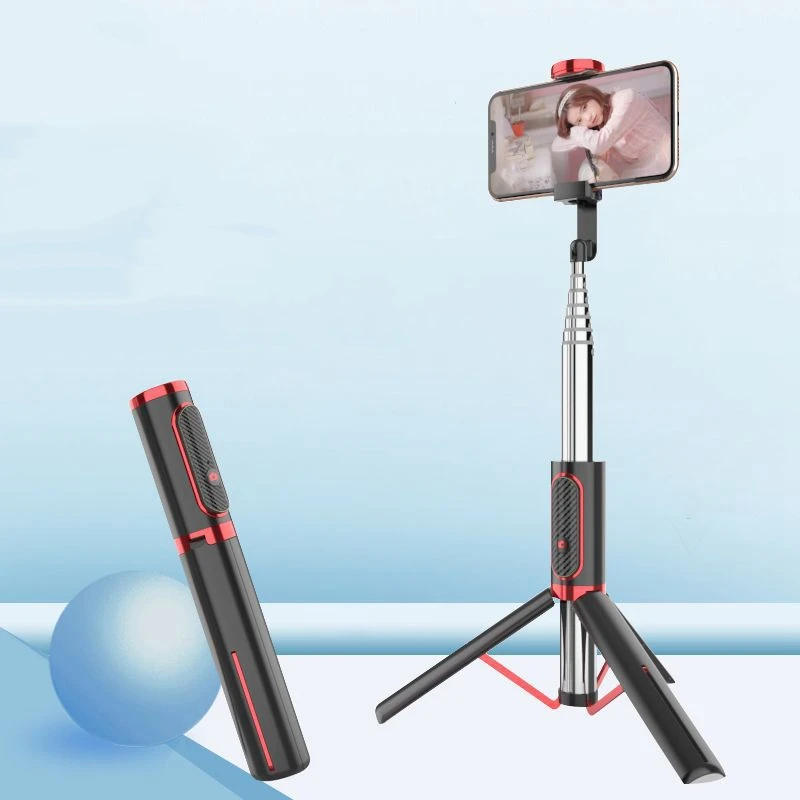 

2set Integrated Tripod Selfie Stick Bluetooth Phone Self-Timer Lever Holder for IOS Android Phone (Black Red &White)