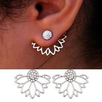 1pair two color fashion bohemian earrings jewelry cute crystal flower stud earrings best gift for women girl e025