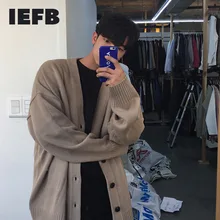 IEFB 남성용 니트 스웨터, 루즈한 V넥 싱글 브레스트, 단색 니트 카디건 코트, 2023 가을 신상, 9Y3266