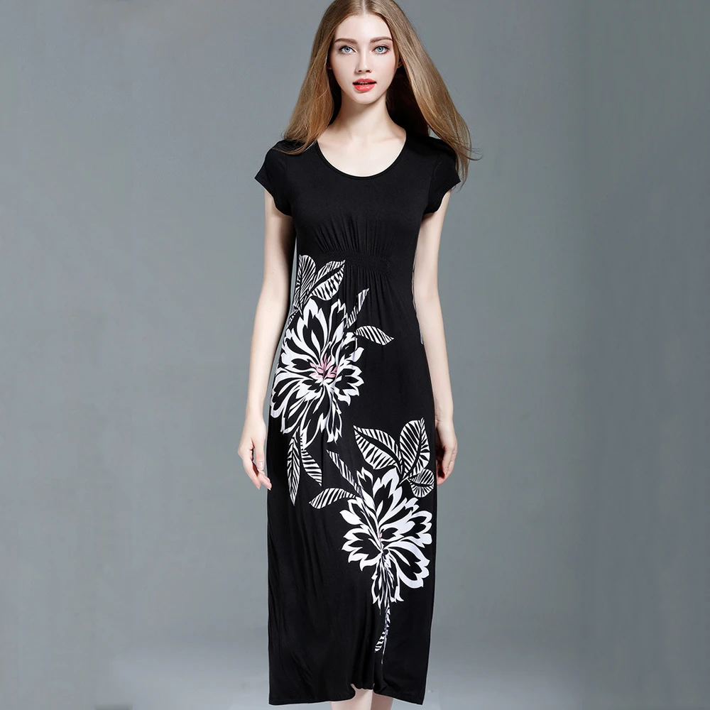 Женская Модальная ночная рубашка Летняя трикотажная с коротким рукавом и