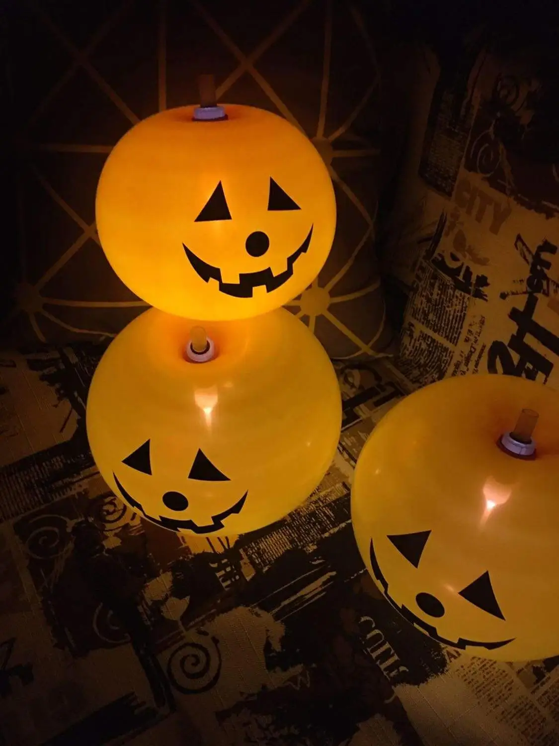 5 шт. мини Мультяшные шары на Хэллоуин Тыква с подсветкой быстрая надувная