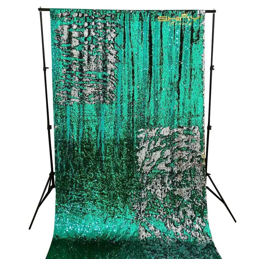 Sequin Curtains Green 2FTx8FT Prom Backgrounds Photo Curtain Backdrop Silver Sequin Backdrops Reversible-M191010 |