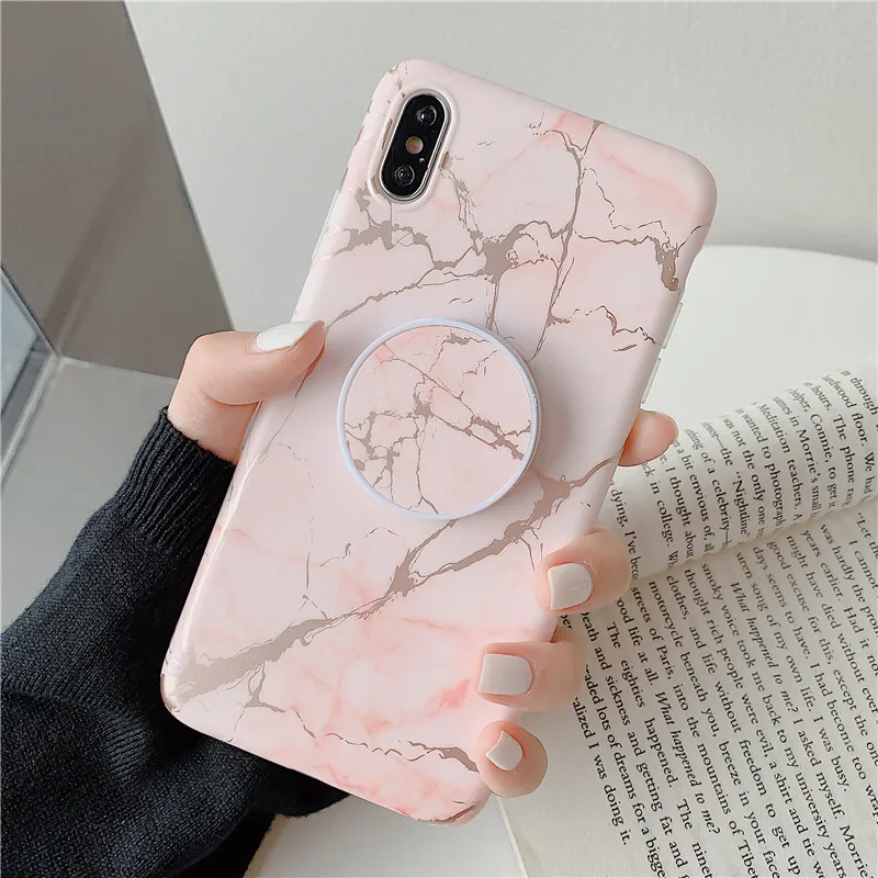 Pink A1 FLYKYLIN подставка для держателя для samsung Galaxy A50 задняя крышка на для samsung A70 A40 Art Сращивание мрамора IMD силиконовый чехол для телефона - Цвет: Pink A1