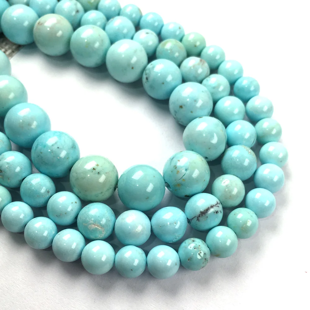 

high quality Natural Gem Stone round beads Light blue turquoises loose beads For jewelry making DIY charm bracelet accessories