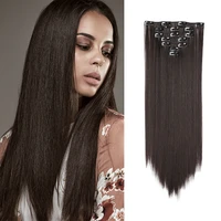 clip in synthetic hair extensions 7pcs set 16 clips 22 130g long straight hair fake hair heat resistant clip ins for women