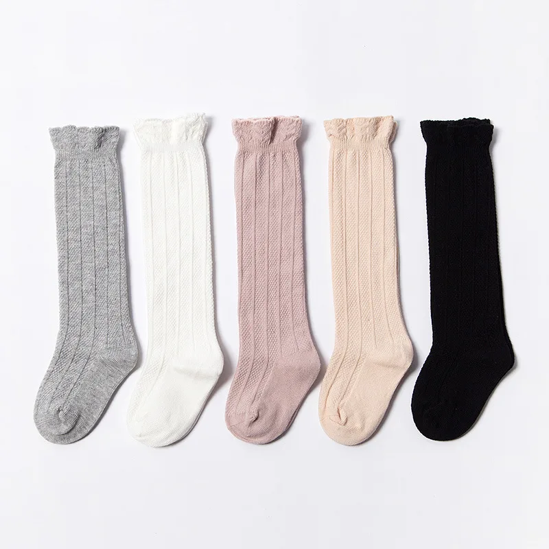 

2021 New Baby Girls Socks Long Socks Kids Knee Lengths Soft Cotton Solid Baby Socks Ribbed Kids 0-3 Years Knee High Socks