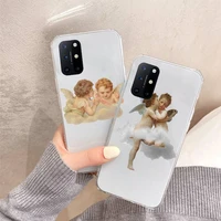 angel retro cute cartoon phone case transparent for oneplus 7 9 8 t pro protective shell cover
