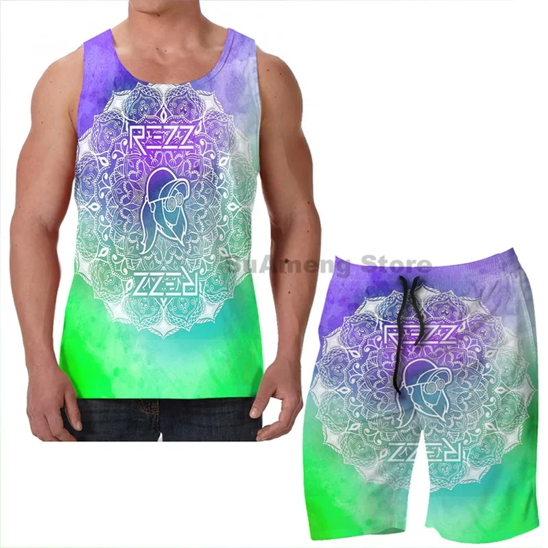 Майка Rezz Mandala 3 для мужчин и женщин пляжные шорты с забавным принтом жилет фитнеса