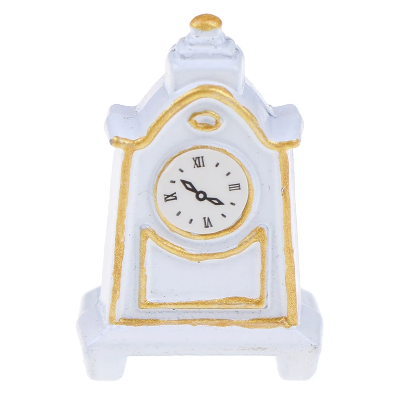 

1:12 Dollhouse Miniature Accessories Retro Table White Pendulum Clock