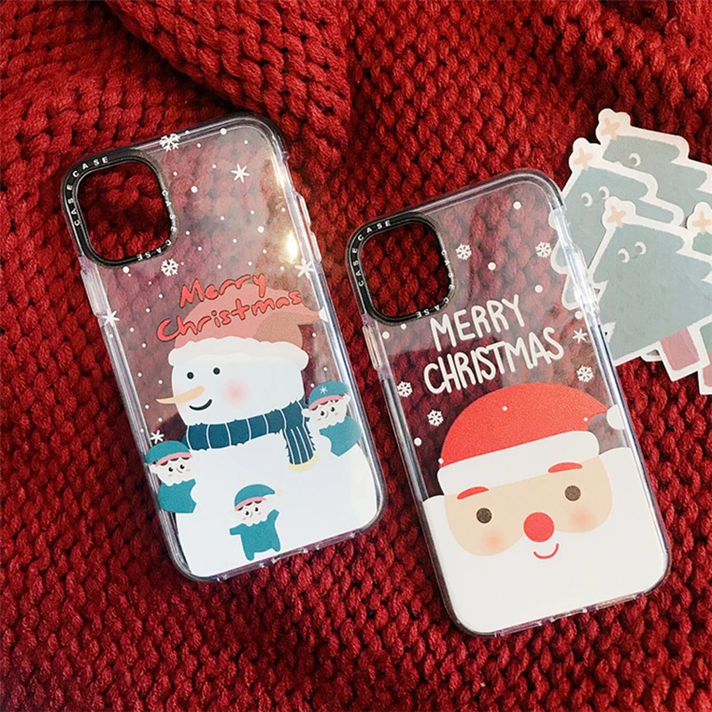 

For iphone 8 7 6Splus Christmas cartoon snowman mobile phone case for iphone 11 11pro X XS max transparent soft shell phone case