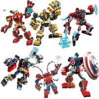 avengers superhero iron man spider man thanos mecha captain america thor figures building blocks classic movie model bricks toys
