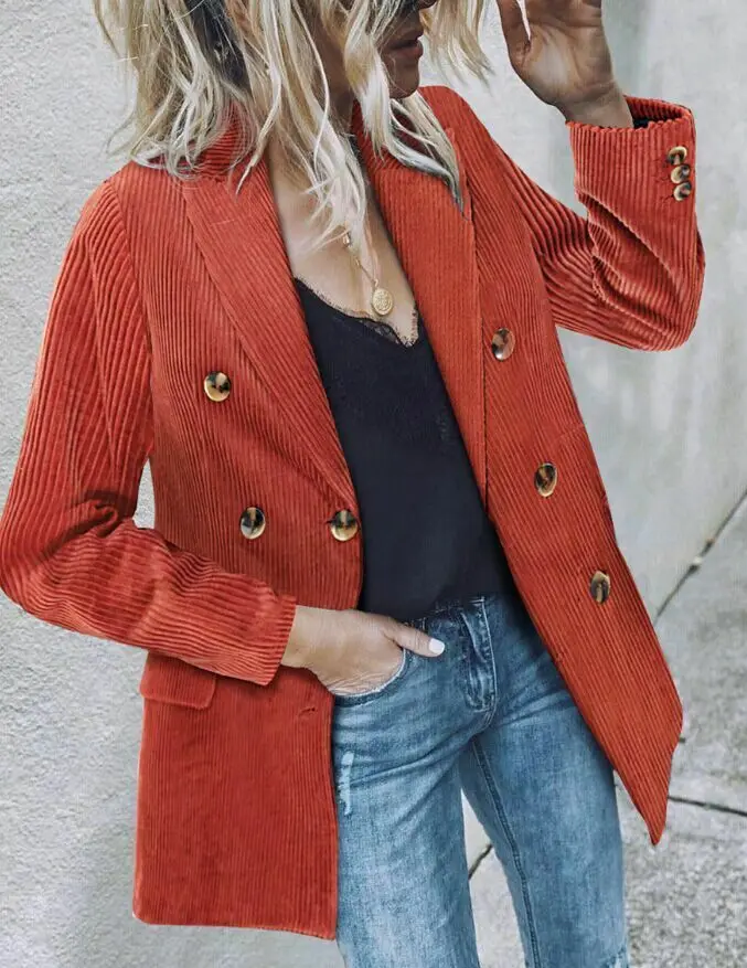 Модный Женский приталенный Блейзер костюм однотонная верхняя одежда на