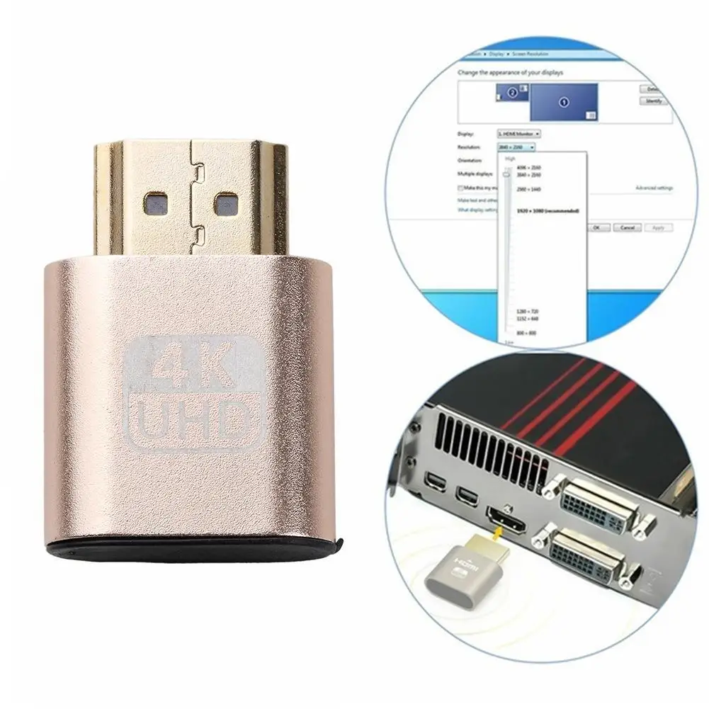 

VGA and DVI Versions Support 1920*1080 Virtual Plug DDC Display Low Lock HDMI-compatible Dummy EDID Power Adapter Consumption
