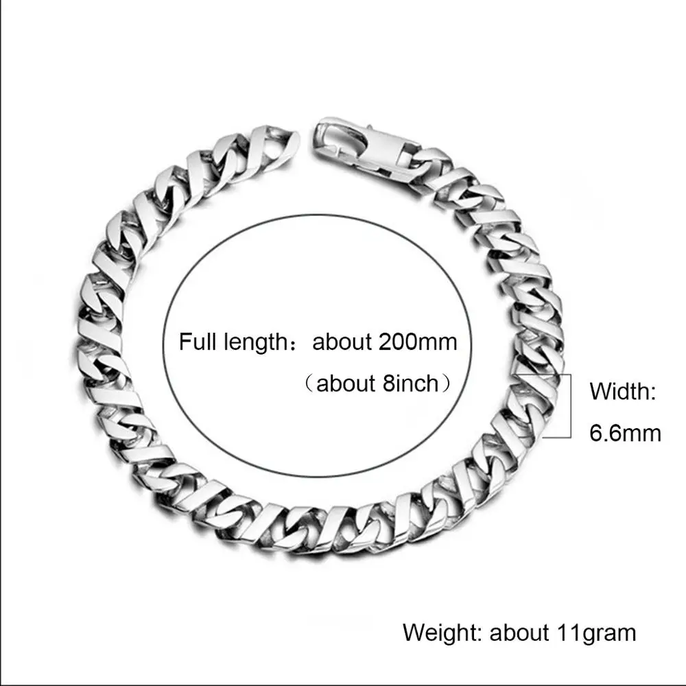 Мужской браслет из нержавеющей стали ширина тяжелого браслета 6 мм длина 8 дюймов