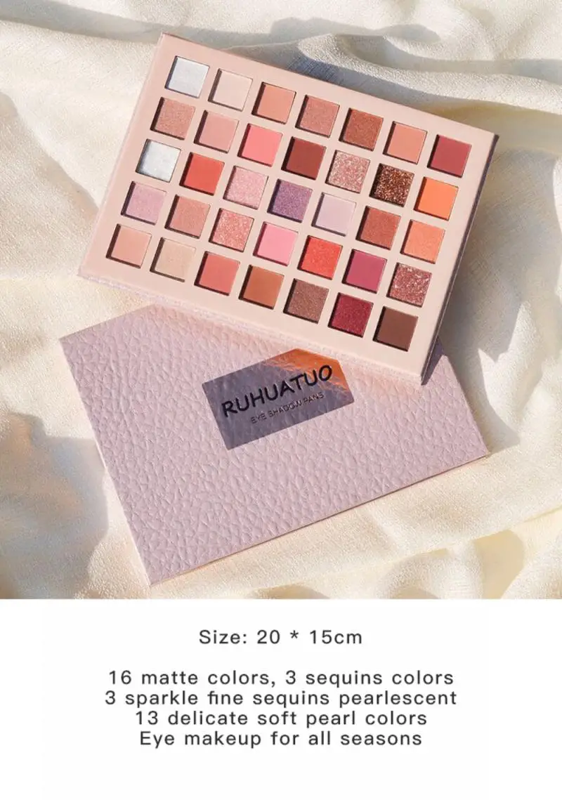 

35 Colors Waterproof Pearle Glitter Eyeshadow Matte Shimmer Pigment Lasting Non-smudged Women Girl Eye Makeup Cosmetic TSLM1