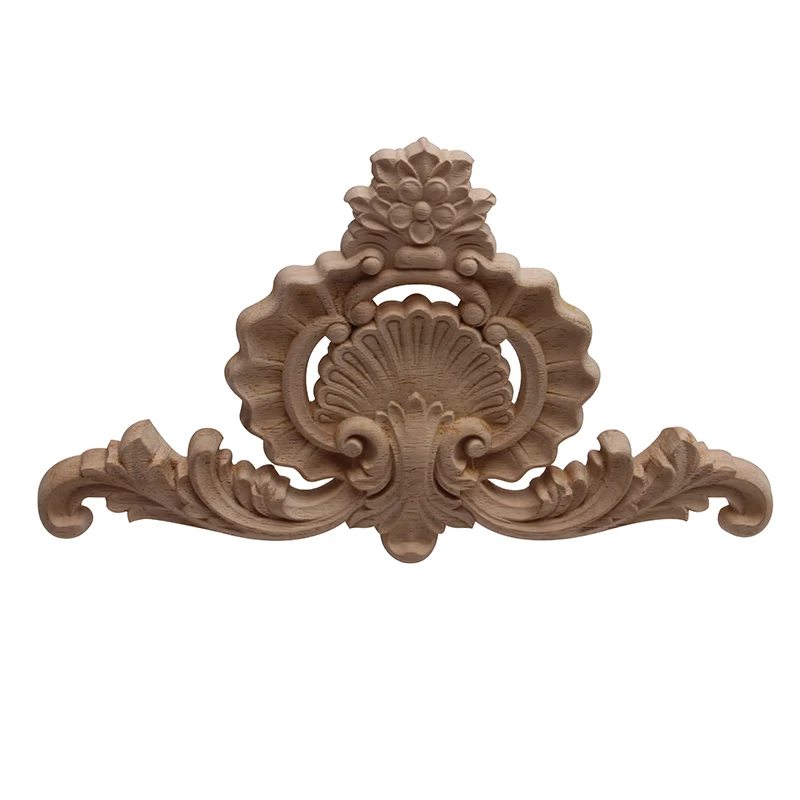 

Carving Ornamental Wood Applique Wood Decal Carved Door Long Flower Wooden Home Decoration Accessories Window Flower Wood Decal