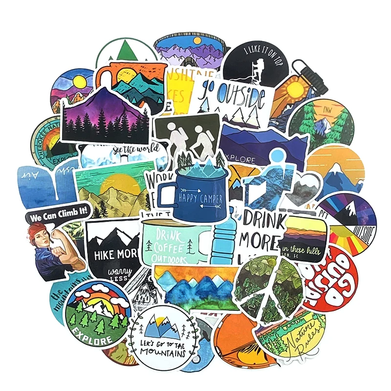 

10/30/50 PCS Outdoor Waterproof Wild Summer Camping Travel Stickers Trolley Skateboard Suitcase Adventure Graffiti Toys Sticker