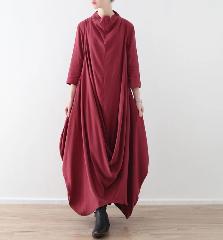 Женское асимметричное длинное платье до щиколотки винтажное из мягкого хлопка и