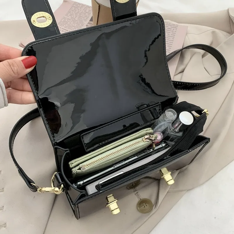

Bags for Women Spring Fashion Patent Leather Shoulder Bag Large Capacity Flap Messenger Bag Metal Hasp Handbag Sac Femme 2021
