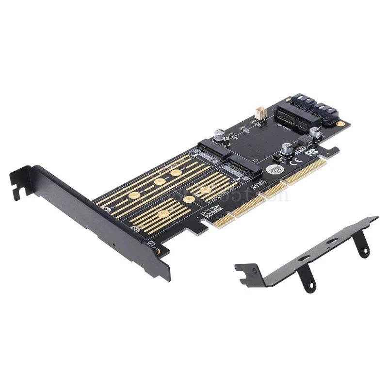 Адаптер PCI-E 3 0 X16 к M.2 SSD PCIE M2 Raiser M Key B mSATA 2 x 7Pin SATA порт NVME AHCI в 1 переходная карта |