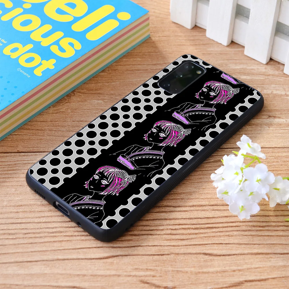 

For Samsung Galaxy Anime Girl Geisha Polka Dots Pink Cute Retro Soft TPU border Samsung Galaxy Case