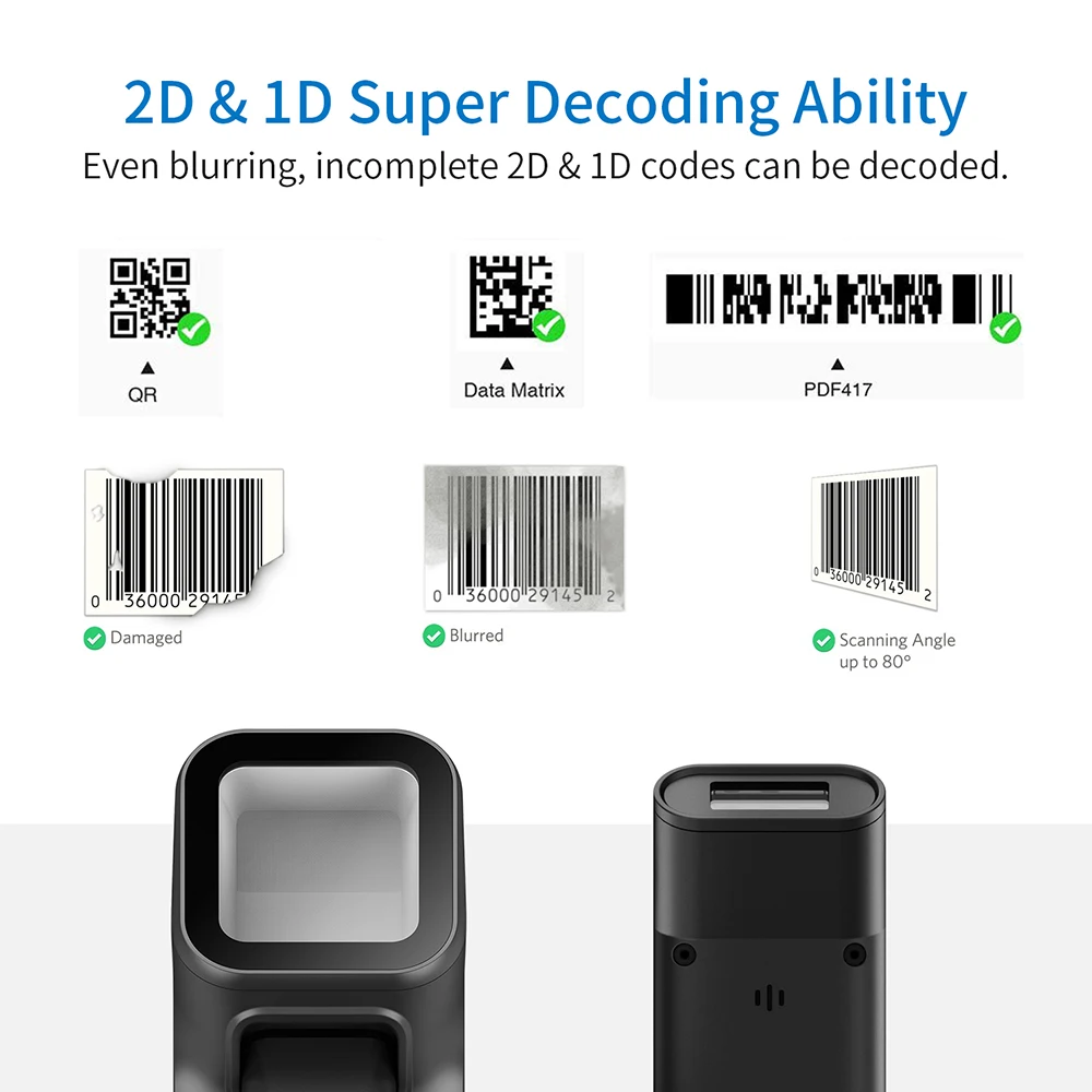 1D 2D Портативный Bluetooth беспроводной сканер штрих-кодов, qr-код считыватель Bluetooth, чтение кода экрана для Мобильных Платежей, 16 м место для хранения