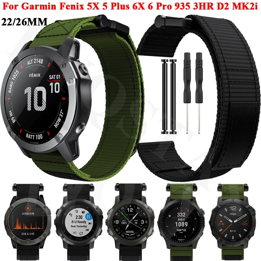 

Ремешок нейлоновый для смарт-часов Garmin Fenix 6X 6 Pro 5X 5 Plus 3HR 935