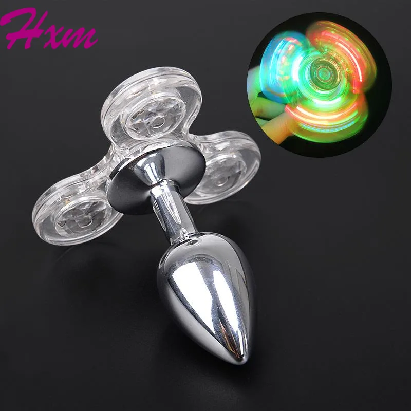 

Light Fidget Spinner Butt Plug Novel Anal Toy For Couples Sexy Stainless Anal Plug Tail Plug Adult Sex Toy AC126