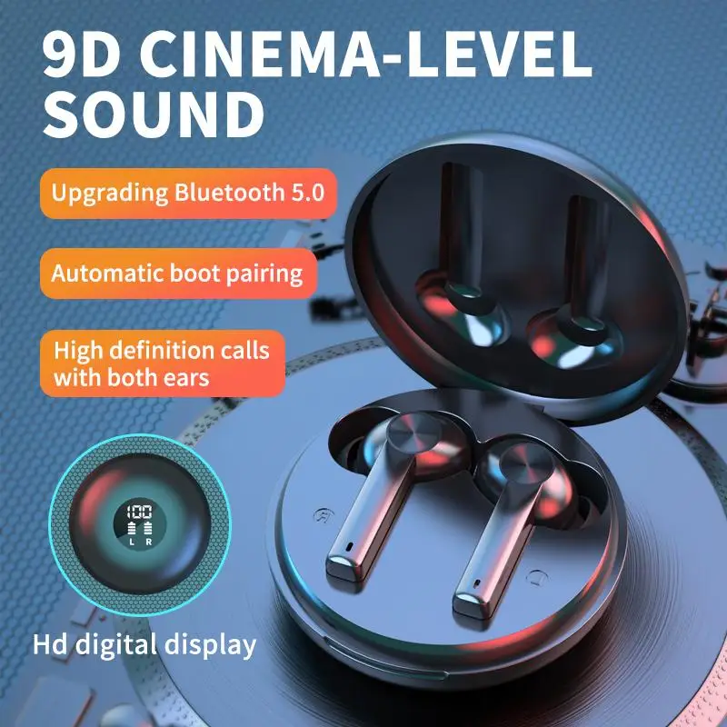 

B16 TWS Wireless Headphones Bluetooth 5.0 Harphones In-ear Touch Control 9D Stereo Sport Earbud Headset with LED Digital Display