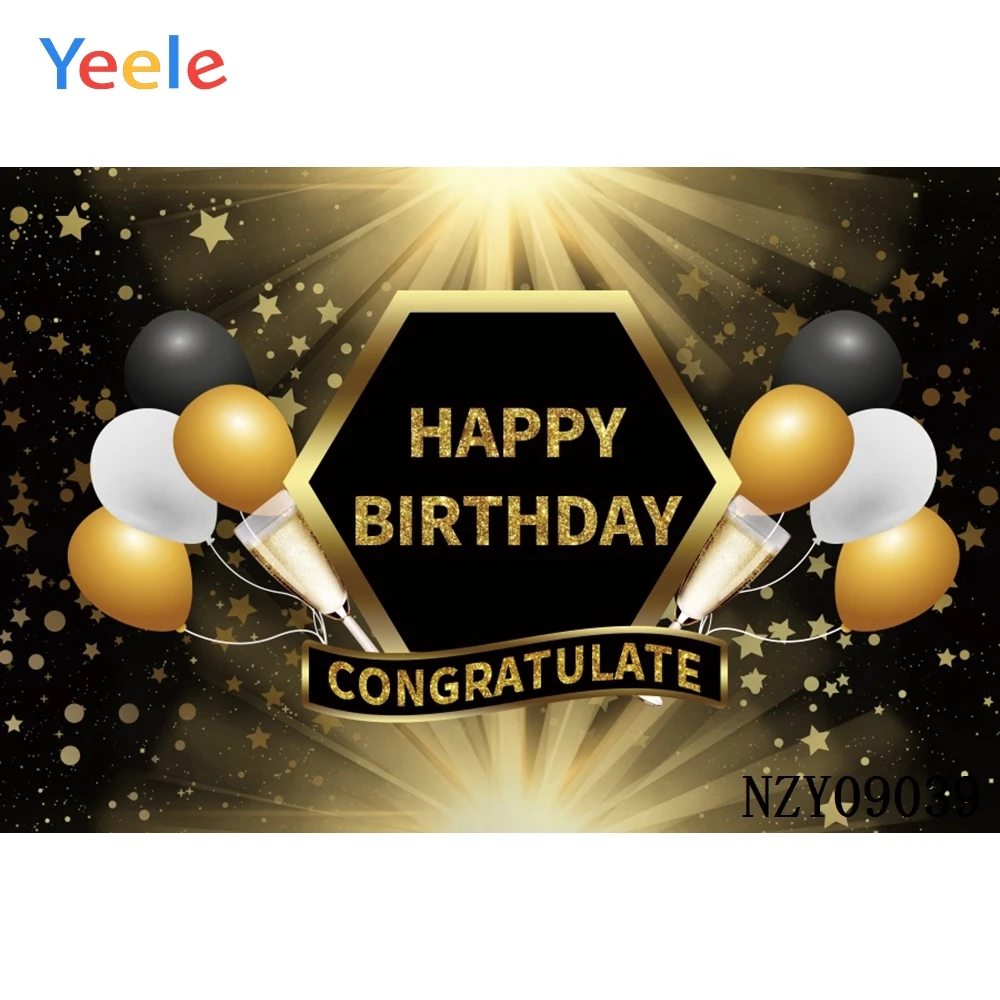 Баннер на день рождения фотография фон золотой черный блестящий декор для