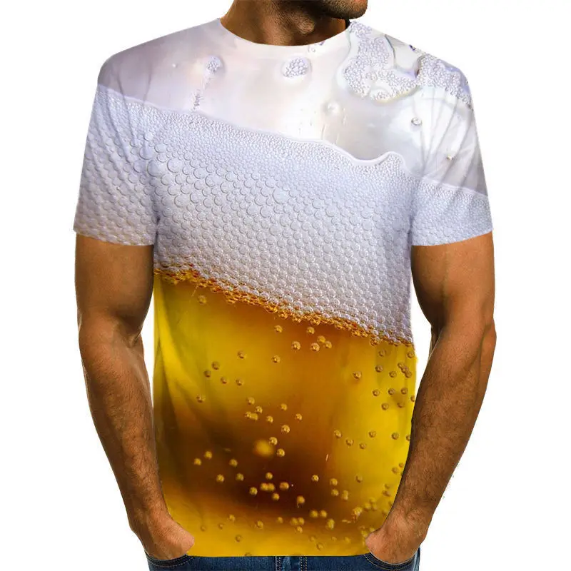 Beer 3D Printed T Shirt Men Funny Novelty T-shirt O-neck Short Sleeve Tops 2021 Summer Unisex Fashion Street Outfit Clothing