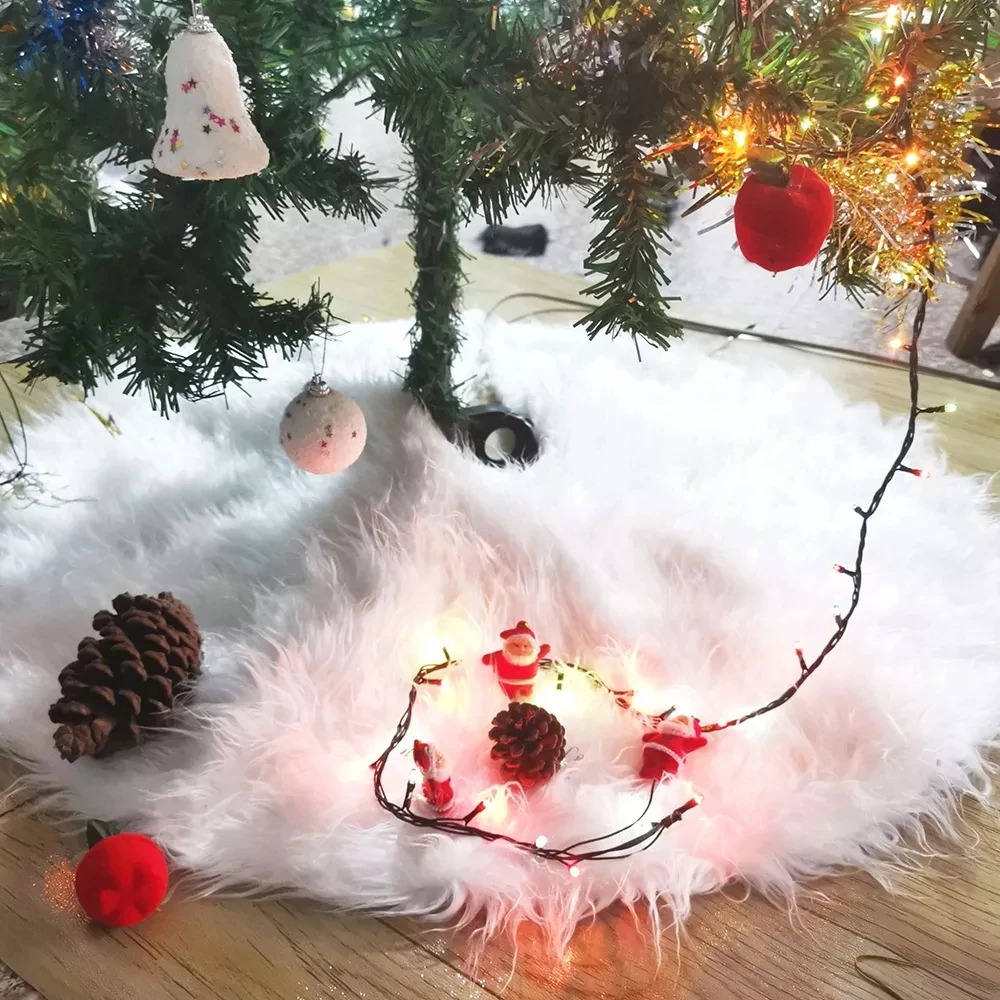 

Christmas Tree Skirt White Faux Fur Merry Christmas New Year Home Xmas-Tree Christmas Decorations For Tree