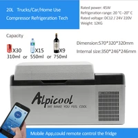 Alpicool factory fridge frozen auto refrigerator compressor refrigeration 20L auto moviable home use 12v24v auto refrigerator