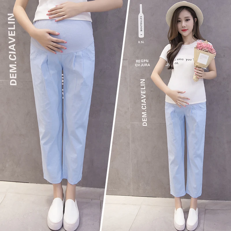 Cotton Spring Summer Maternity Pants Belly Loose Straight Casual Pants Clothes for Pregnant Women Pregnancy Trousers Clothing