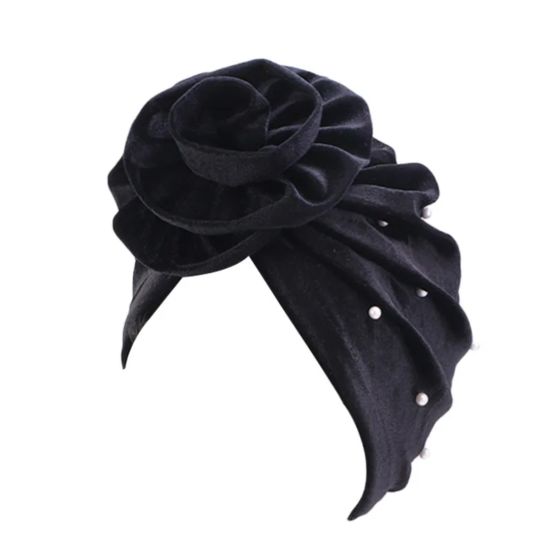 Новое поступление Вельветовая шляпа из бисера тюрбан с цветком женский