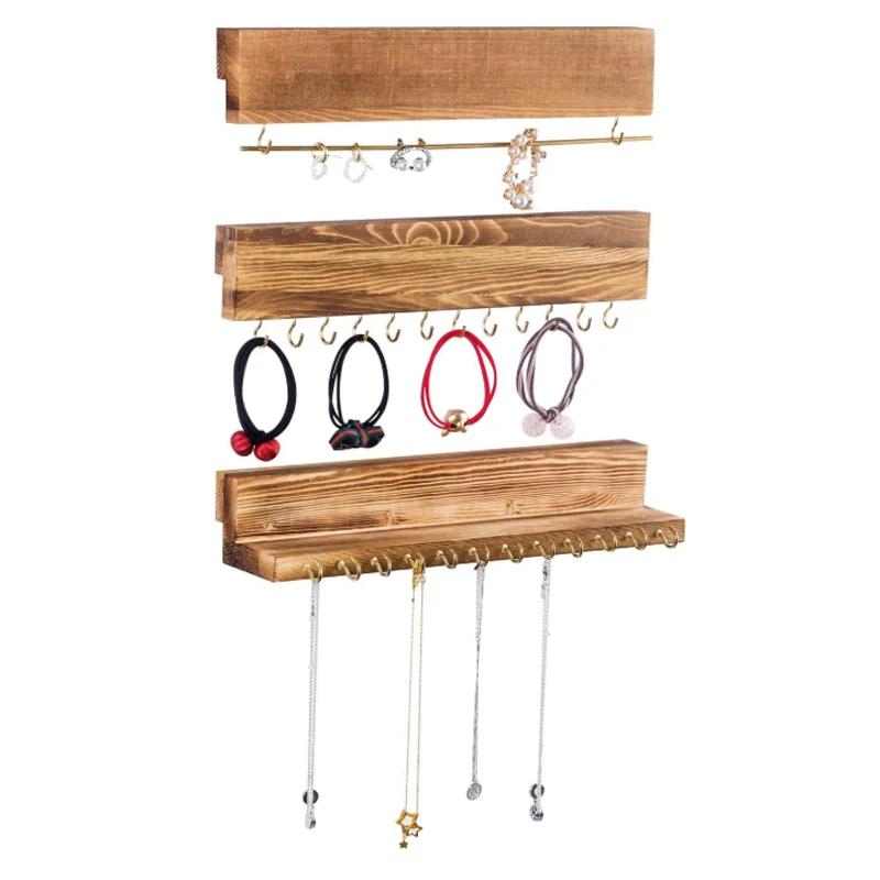 

3Pcs Simple Style Jewelry Rack Small Jewelry Display Wood Rack DIY Necklace Jewelry Earrings Necklaces Ear Stud Pendant Hanger