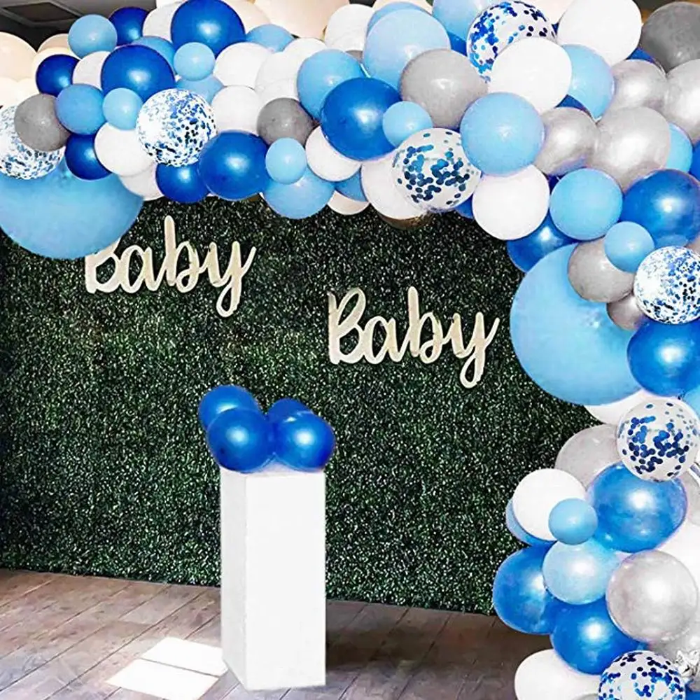 

134pcs Blue Balloon Garland Arch Kit White Grey Blue Confetti Latex Balloons Baby Shower Wedding Birthday Party Decorations
